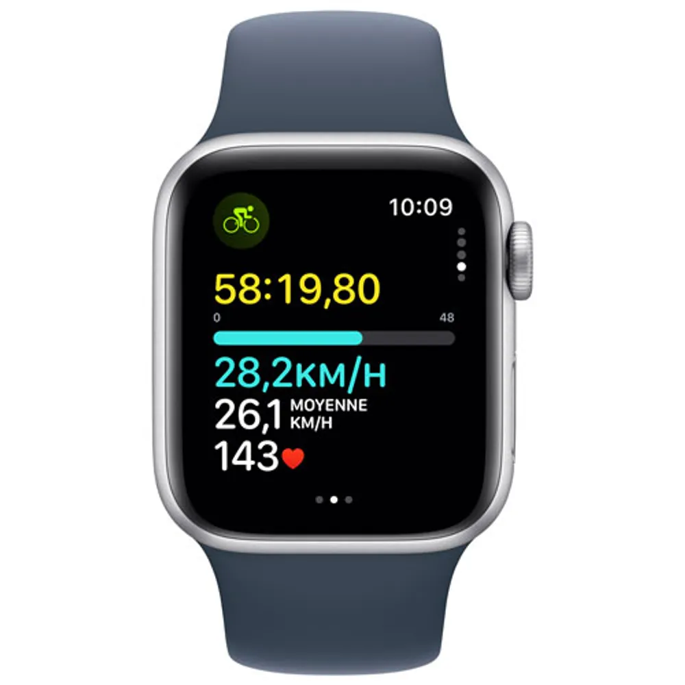 Apple Watch SE (GPS + Cellular) 40mm Silver Aluminum Case with Storm Blue Sport Band