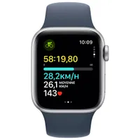 Apple Watch SE (GPS + Cellular) 40mm Silver Aluminum Case with Storm Blue Sport Band