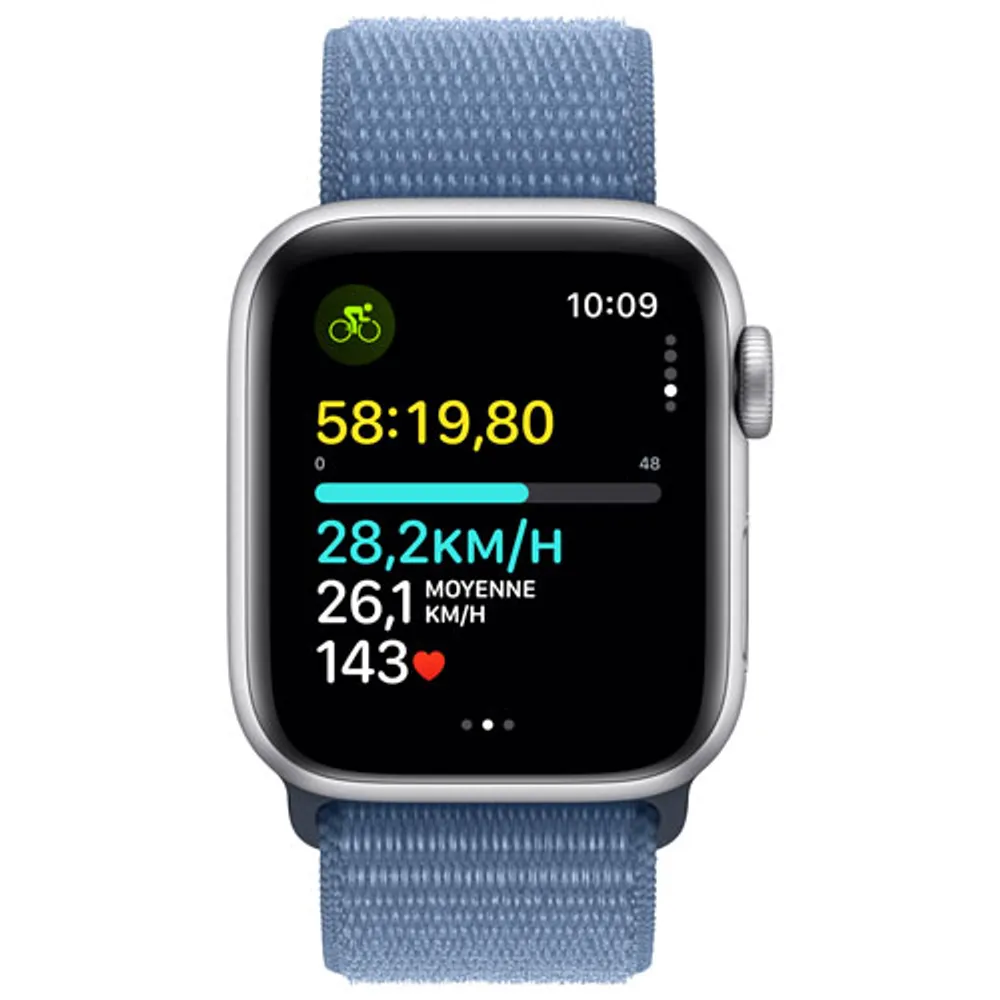 Apple Watch SE (GPS + Cellular) 40mm Silver Aluminum Case with Winter Blue Sport Band