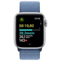 Apple Watch SE (GPS + Cellular) 40mm Silver Aluminum Case with Winter Blue Sport Band