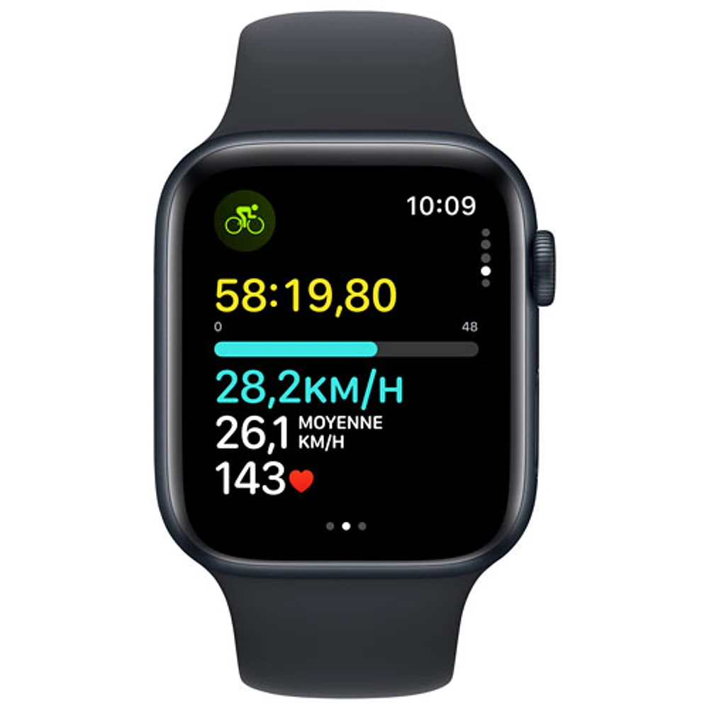 Apple Watch SE (GPS + Cellular) 44mm Midnight Aluminum Case with Midnight Sport Band - Medium / Large