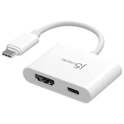 j5create USB-C to 4K HDMI Adapter with Power Delivery (JCA152) - White