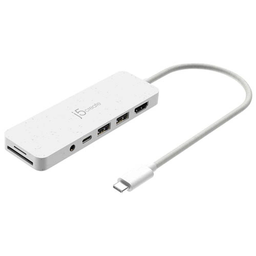 j5create USB-C Multiport Hub with Power Delivery (JCD373EW) - White