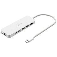 Concentrateur USB-C à multiples ports avec Power Delivery de j5create (JCD373EW) - Blanc