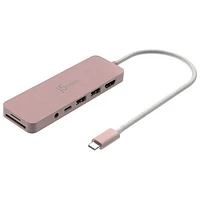 Concentrateur USB-C écologique à plusieurs ports de j5create avec Power Delivery (JCD373ER) - Rose