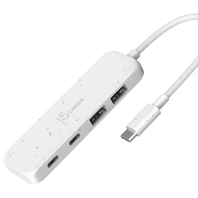 j5create USB-C to Type-C/Type-A Hub (JCH342EW) - White