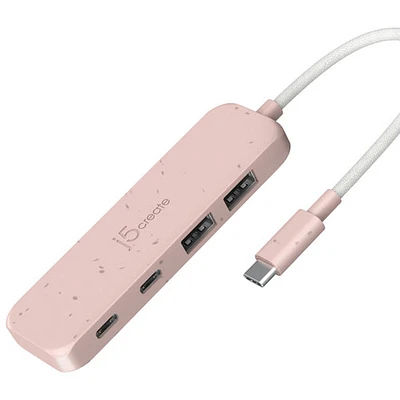 Concentrateur USB-C à type C/type A de j5create (JCH342ER) - Rose