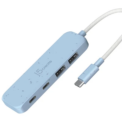 Concentrateur USB-C à type C/type A de j5create (JCH342EC) - Cyan