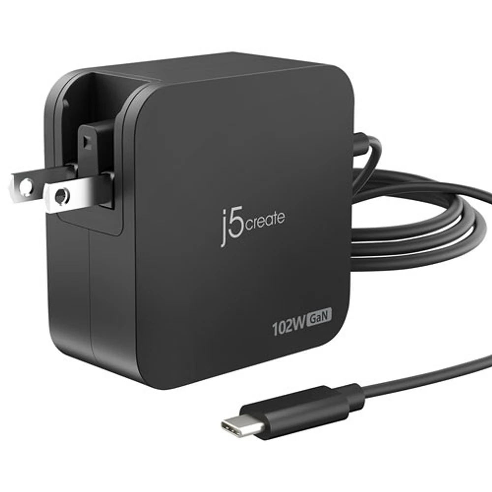 j5create 102W 2-Port PD USB-C Wall Charger (JUP25102) - Black