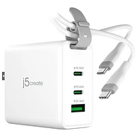 Chargeur mural à 3 ports USB-A/USB-C de 45 W Traveler de j5create (JUP3565C) - Blanc