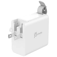 Chargeur mural à 3 ports USB-A/USB-C de 45 W Traveler de j5create (JUP3565C) - Blanc