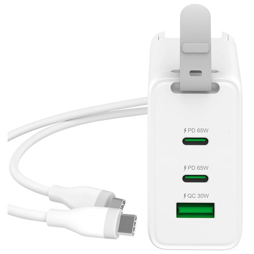 Chargeur mural à 3 ports USB-A/USB-C de 45 W Traveler de j5create (JUP3565C) - Blanc