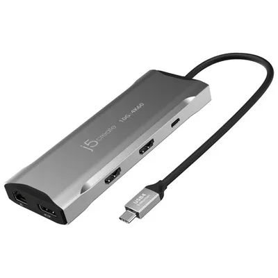 Mini station d'accueil USB-C pour trois moniteurs Elite de j5create (JCD397) - Gris spatial