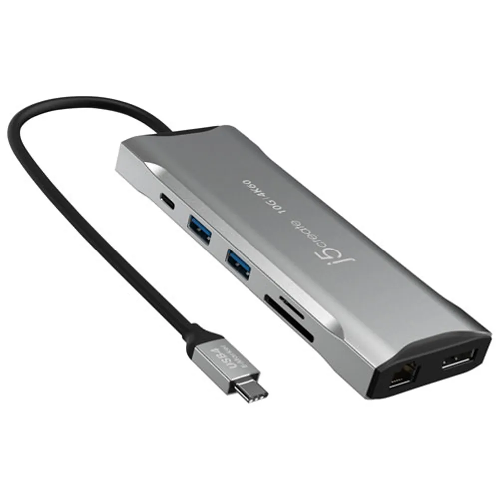 Mini station d'accueil USB-C pour trois moniteurs Elite de j5create (JCD397) - Gris spatial