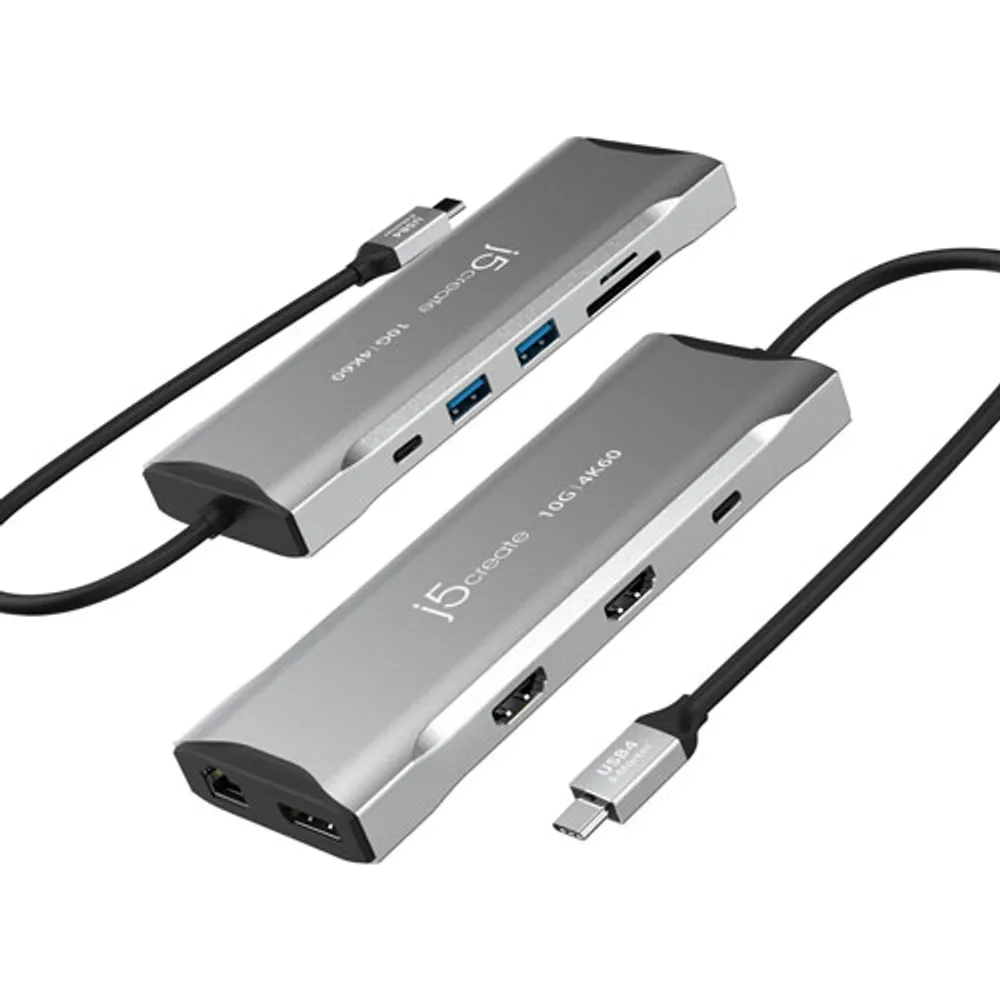 Mini station d'accueil USB-C pour trois moniteurs Elite de j5create (JCD397) - Gris spatial