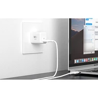 Chargeur mural USB-C GaN de 30 W avec câble tissé USB-C de 1,5 m (5 pi) de LBT - Blanc