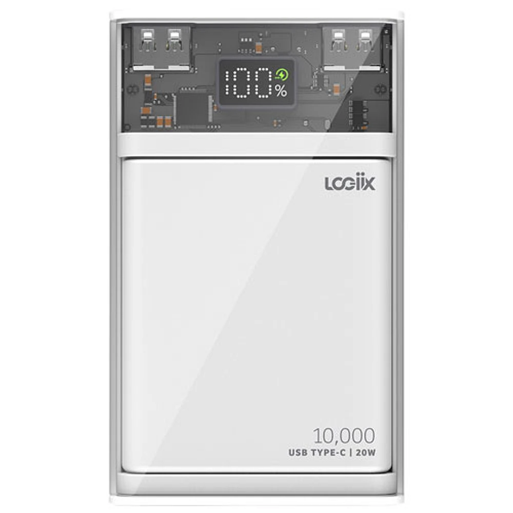 LOGiiX Piston Power 10000 mAh Power Bank with Wireless Charging - White