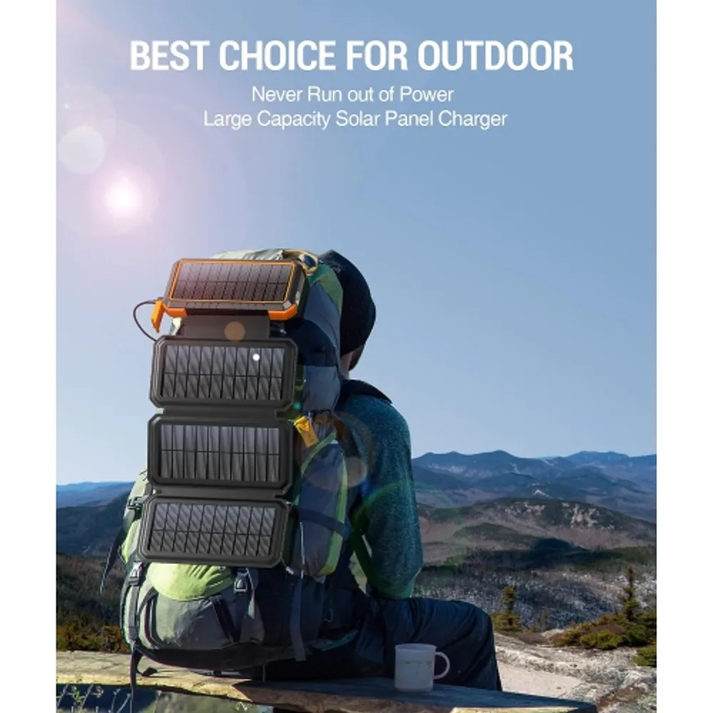 BLAVOR Solar Charger with Foldable Panels 18W Fast charging power bank