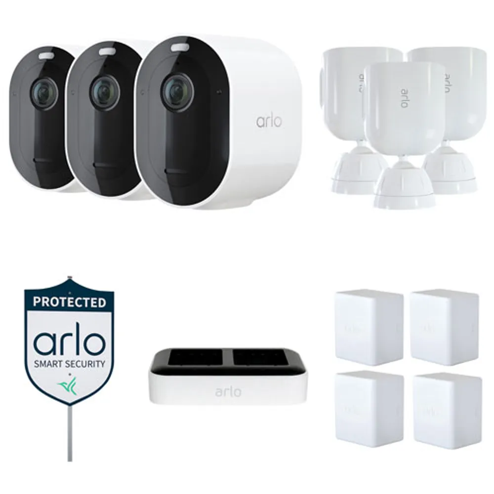Arlo Pro 5S Wire-Free Indoor/Outdoor 2K Security Camera - 3 Pack - White - Only at Best Buy