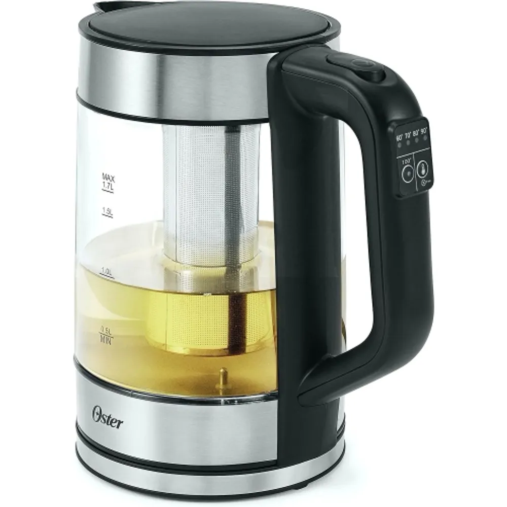 Oster - Glass Kettle with Tea Infuser, 1.7 Litre Capacity, 5 Temperature  Settings, Stainless Steel