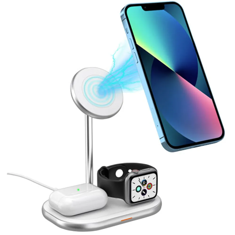 Energizer 3-in-1 7.5W Magnetic Wireless Charging Stand (WCP303) - White/Metal
