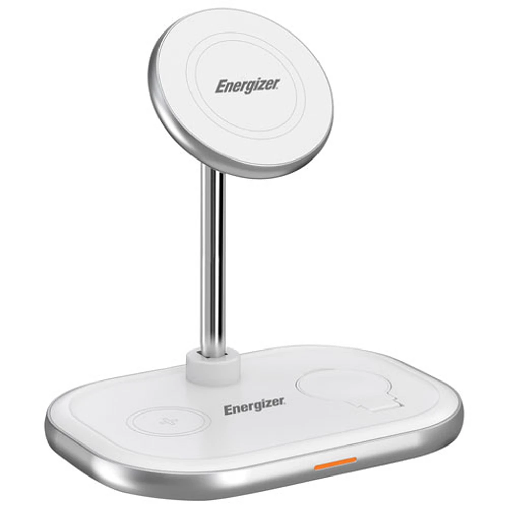 Energizer 3-in-1 7.5W Magnetic Wireless Charging Stand (WCP303) - White/Metal