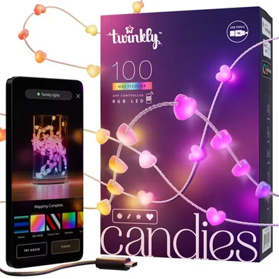 Twinkly Candies Smart RGB LED Lights - Hearts - 100 Lights - Exclusive Retail Partner