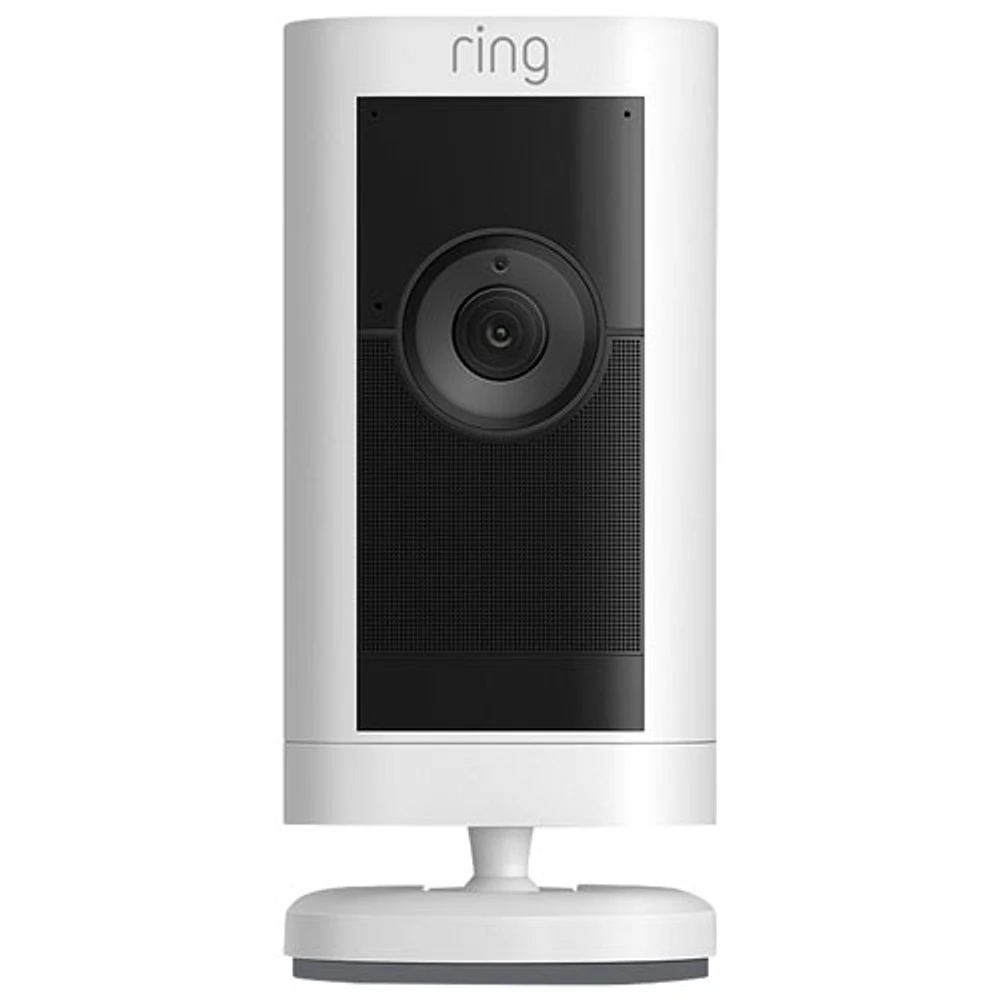 Caméra de surveillance d'intérieur/d'extérieur HD intégrale 1080p à batterie Stick Up Cam Pro de Ring avec vision nocturne couleur - Blanc