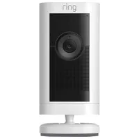 Caméra de surveillance d'intérieur/d'extérieur HD intégrale 1080p à batterie Stick Up Cam Pro de Ring avec vision nocturne couleur - Blanc