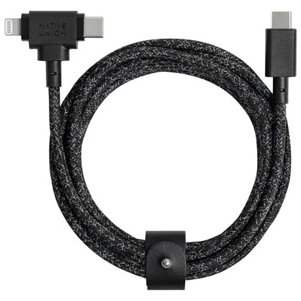 Câble USB-C à USB-C/Lightning de 1,8 m (5 pi) Belt de Native Union - Noir cosmos