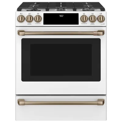 Open Box - Café 30" 5.7 Cu. Ft. True Convection 6-Burner Slide-In Gas Range (CC2S900P4MW2) - Matte White - Perfect Condition