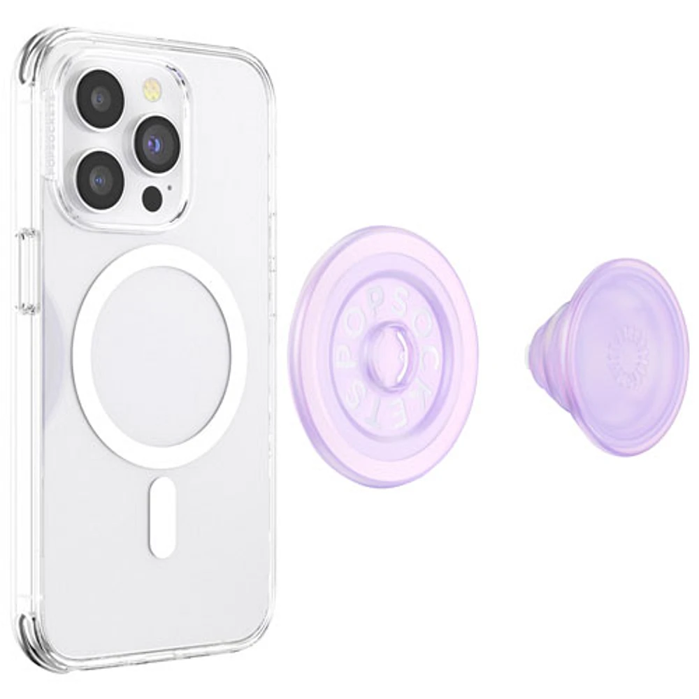 Prise extensible avec support universel MagSafe PopGrip de PopSockets pour téléphone cellulaire - Transparent opalescent