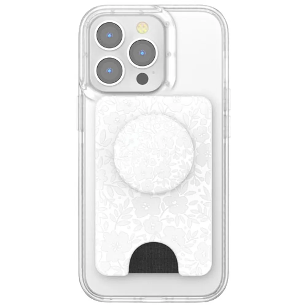 PopSockets MagSafe PopWallet+ (Plus) Universal Cell Phone Expanding Grip & Stand - White/Flower