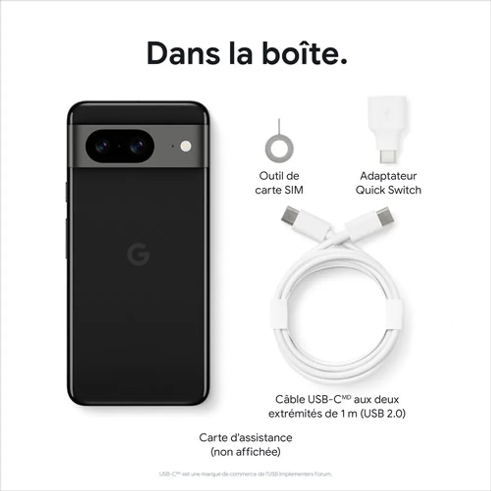 Freedom Mobile Google Pixel 8 128GB - Obsidian - Monthly Tab Plan