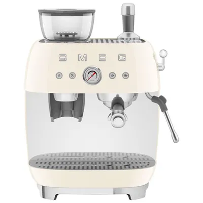 Smeg Manual Espresso Coffee Machine with Frother & Coffee Grinder - Crema
