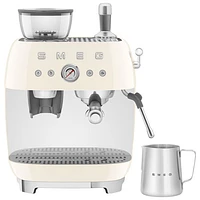 Smeg Manual Espresso Coffee Machine with Frother & Coffee Grinder - Crema