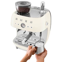 Smeg Manual Espresso Coffee Machine with Frother & Coffee Grinder - Crema
