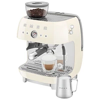 Smeg Manual Espresso Coffee Machine with Frother & Coffee Grinder - Crema