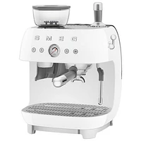 Smeg Manual Espresso Coffee Machine with Frother & Coffee Grinder - White