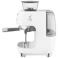 Smeg Manual Espresso Coffee Machine with Frother & Coffee Grinder - White
