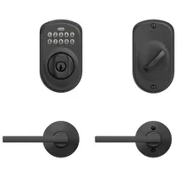 Schlage Plymouth Trim & Latitude Lever Keypad Deadbolt Lock - Matte Black