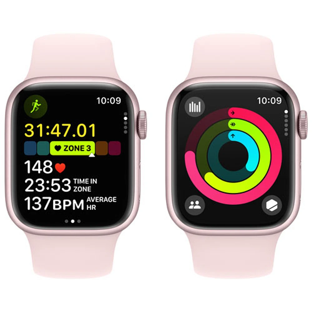 Bell Apple Watch Series 9 (GPS + Cellular) 41mm Pink Aluminum Case w/Light Pink Sport Band - S/M - Monthly Financing