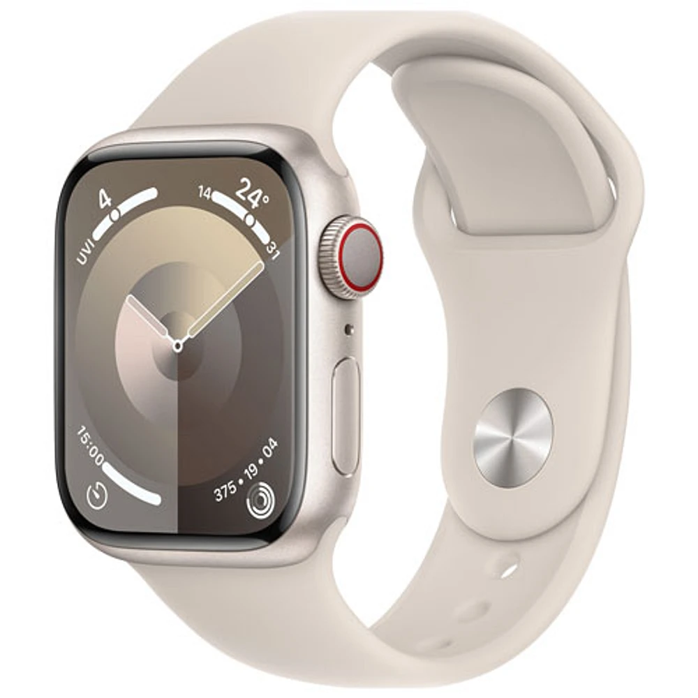 Bell Apple Watch Series 9 (GPS + Cellular) 41mm Starlight Aluminium Case w/Starlight Sport Band - S/ M - Monthly Financing