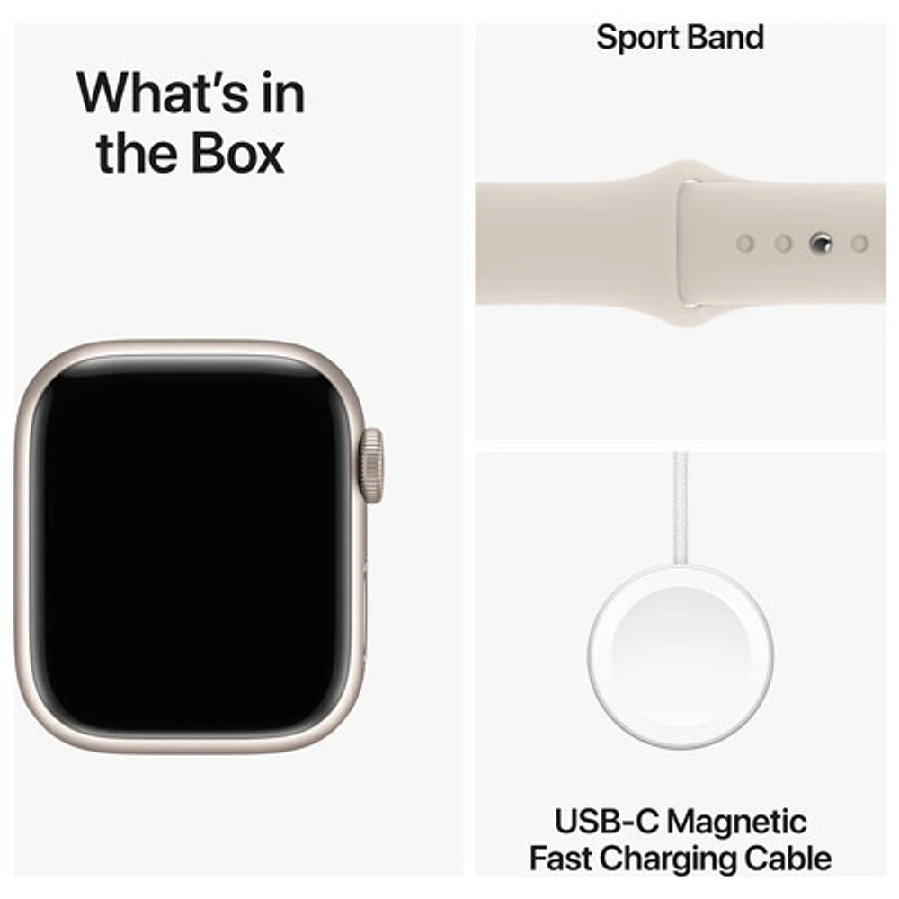 Bell Apple Watch Series 9 (GPS + Cellular) 41mm Starlight Aluminium Case w/Starlight Sport Band - S/ M - Monthly Financing