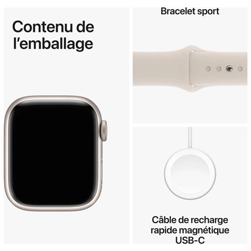 Bell Apple Watch Series 9 (GPS + Cellular) 41mm Starlight Aluminium Case w/Starlight Sport Band - S/ M - Monthly Financing