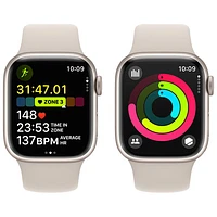 Bell Apple Watch Series 9 (GPS + Cellular) 41mm Starlight Aluminium Case w/Starlight Sport Band - S/ M - Monthly Financing