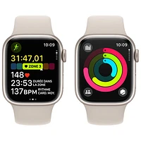 Freedom Mobile Apple Watch Series 9 (GPS + Cellular) 41mm Starlight Aluminium Case w/Starlight Sport Band - S/ M - Monthly Tab Payment