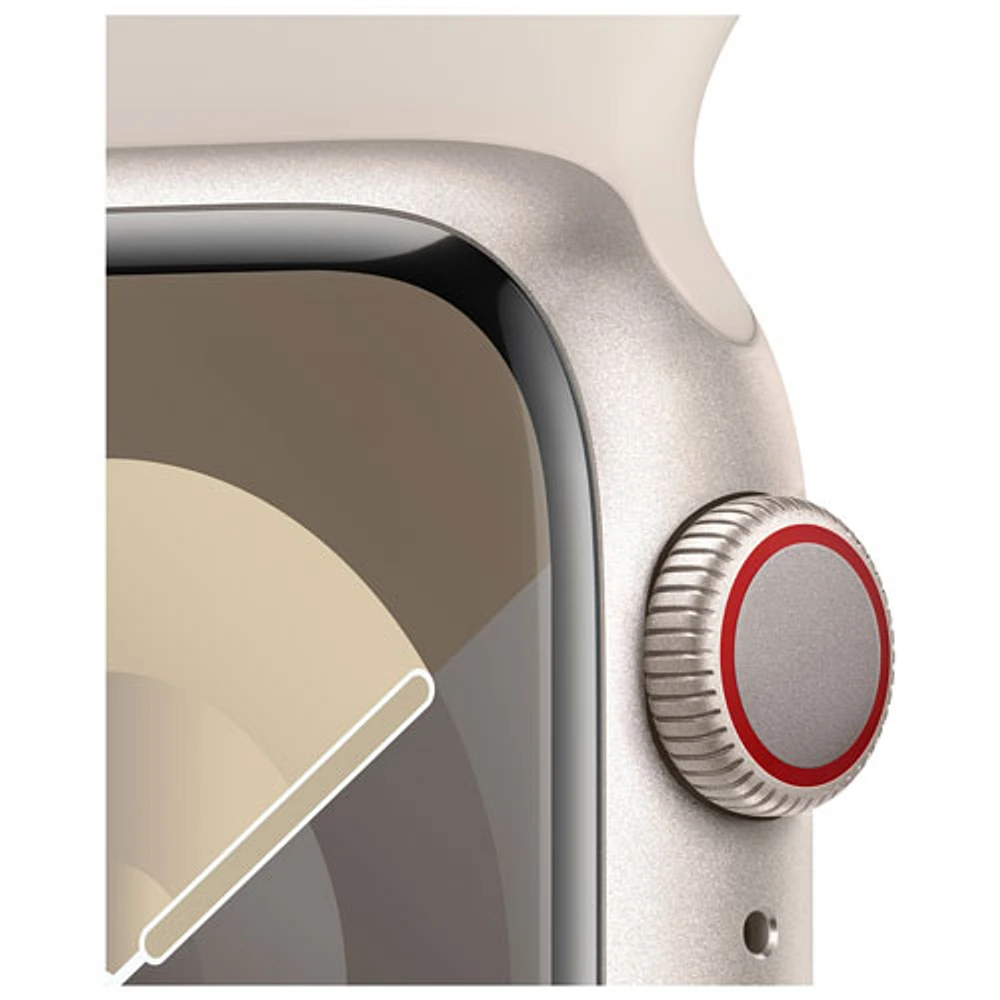 Virgin Plus Apple Watch Series 9 (GPS + Cellular) 41mm Starlight Aluminium Case w/Starlight Sport Band - S/ M - Monthly Financing