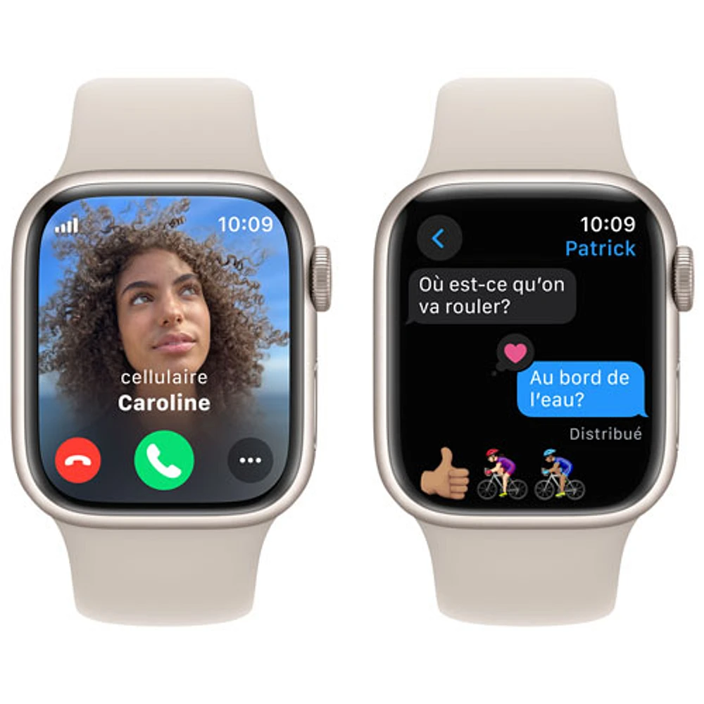 Apple Watch Series 9 (GPS + Cellular) avec boîtier de mm en aluminium comète et bracelet sport comète par TELUS - Moyen/Grand