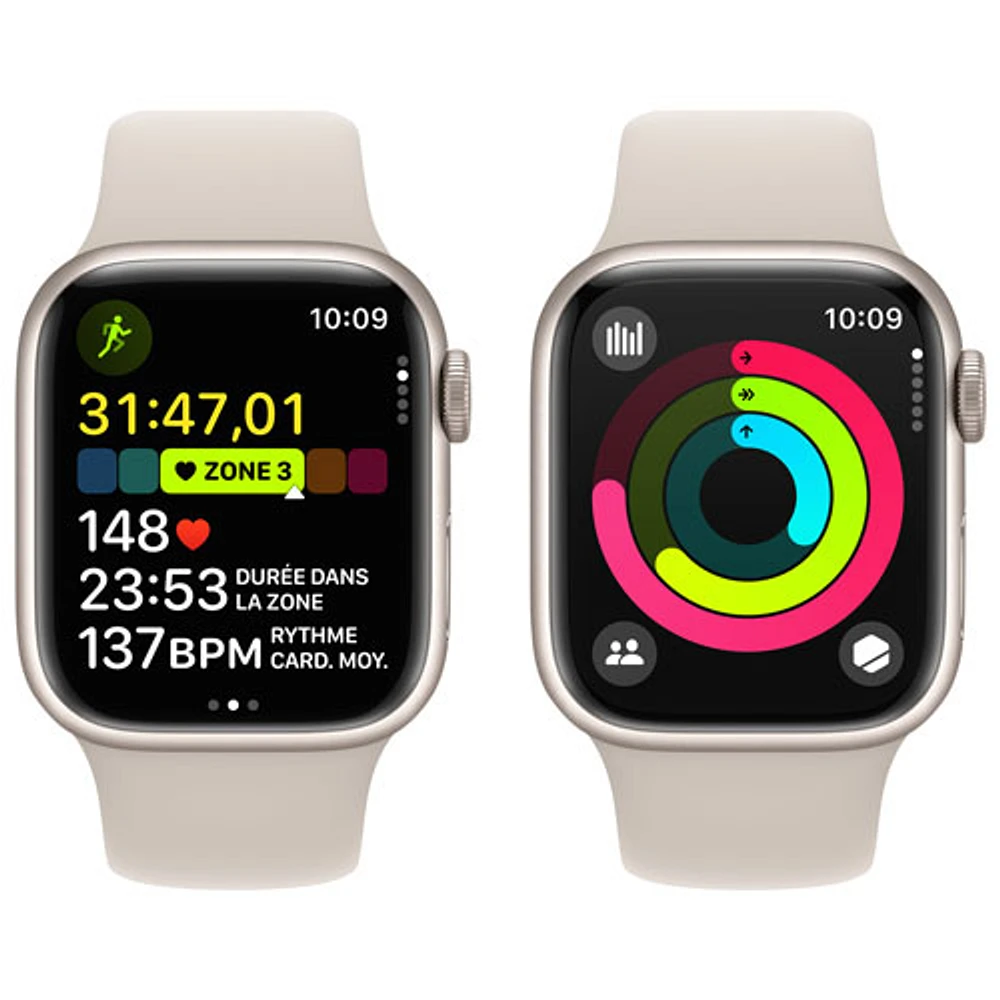 Apple Watch Series 9 (GPS + Cellular) avec boîtier de mm en aluminium comète et bracelet sport comète par TELUS - Moyen/Grand